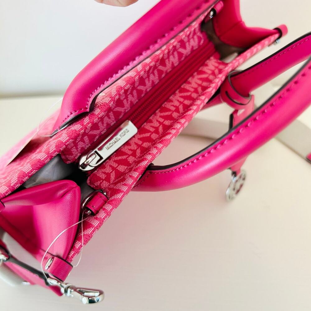 Michael Kors Hot Pink Gradient Signature Crossbody Tote - Picture 8 of 11